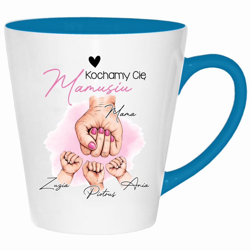 Kochamy Cię mamusiu kubek latte kolor turkus