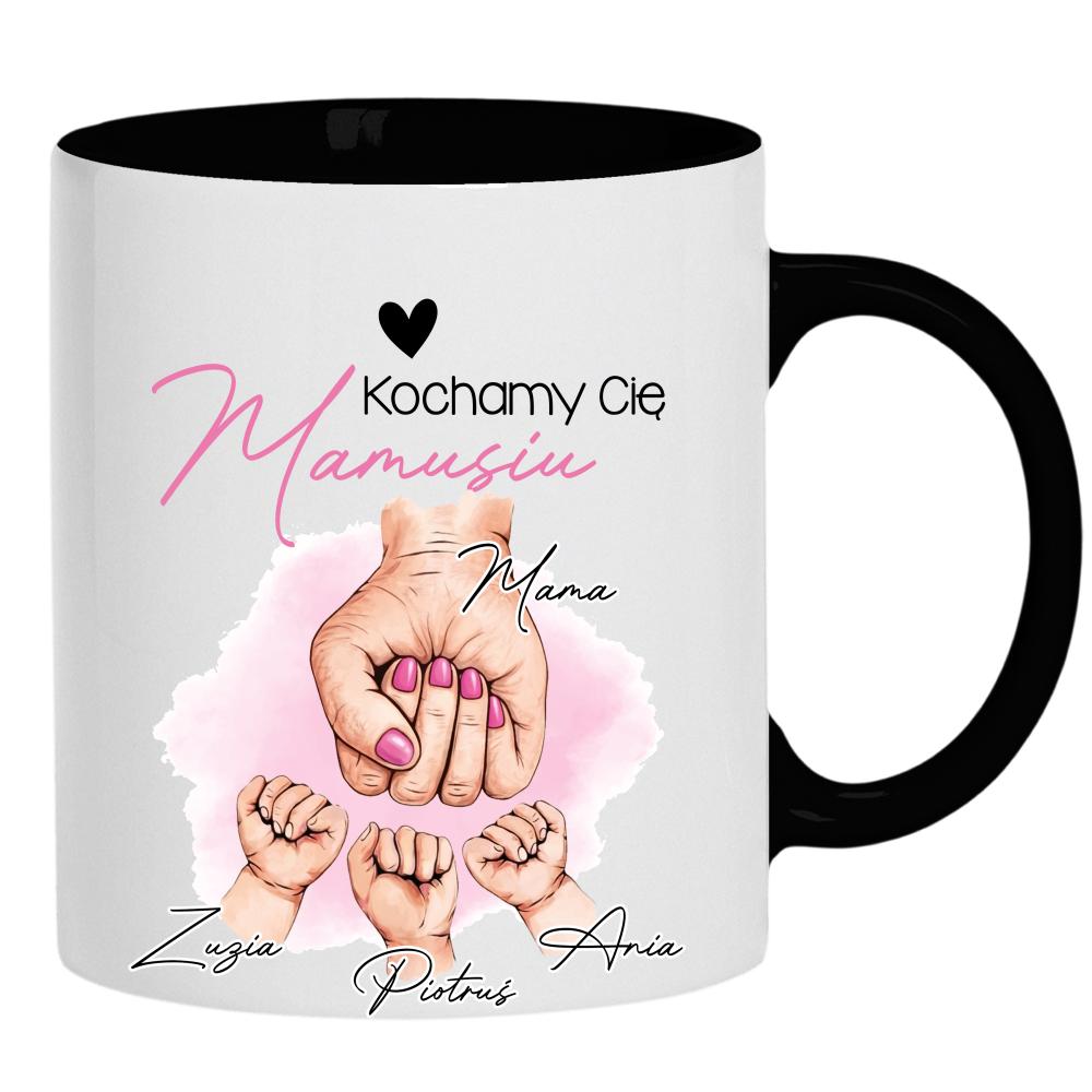 Kochamy Cię mamusiu kubek ucho kolor kolor czarnyy