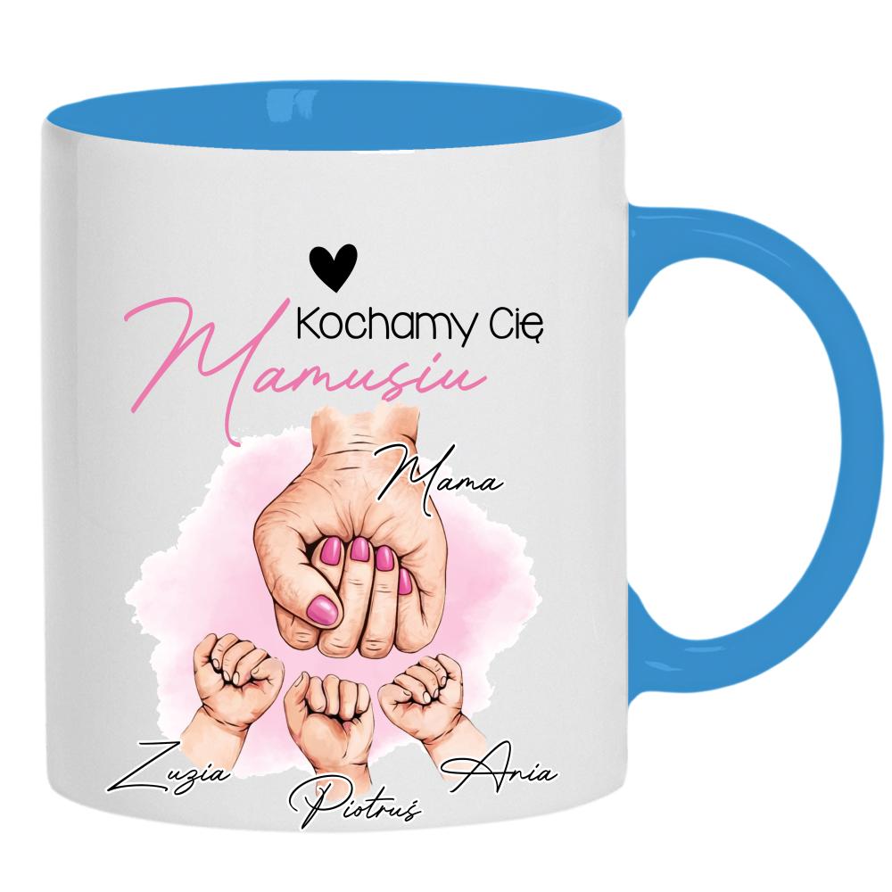Kochamy Cię mamusiu kubek ucho kolor kolor jasnoniebieski