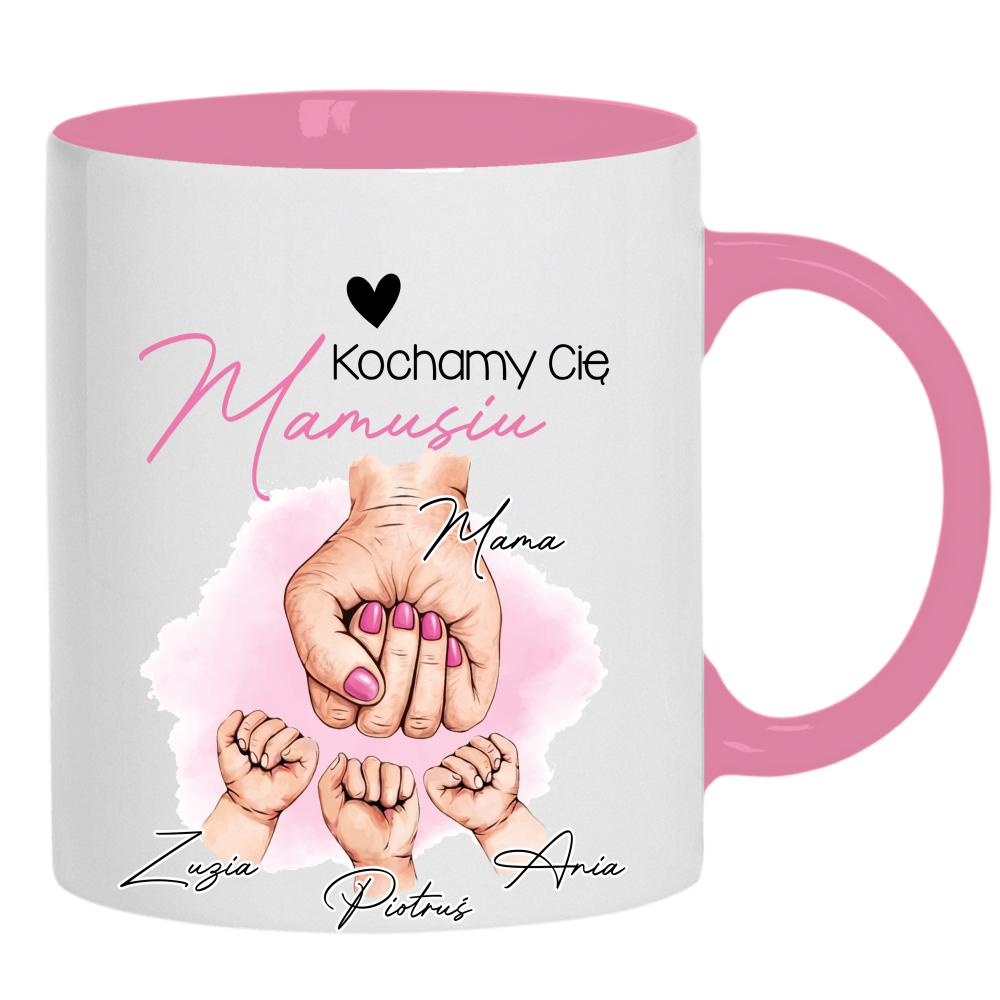 Kochamy Cię mamusiu kubek ucho kolor kolor różowy