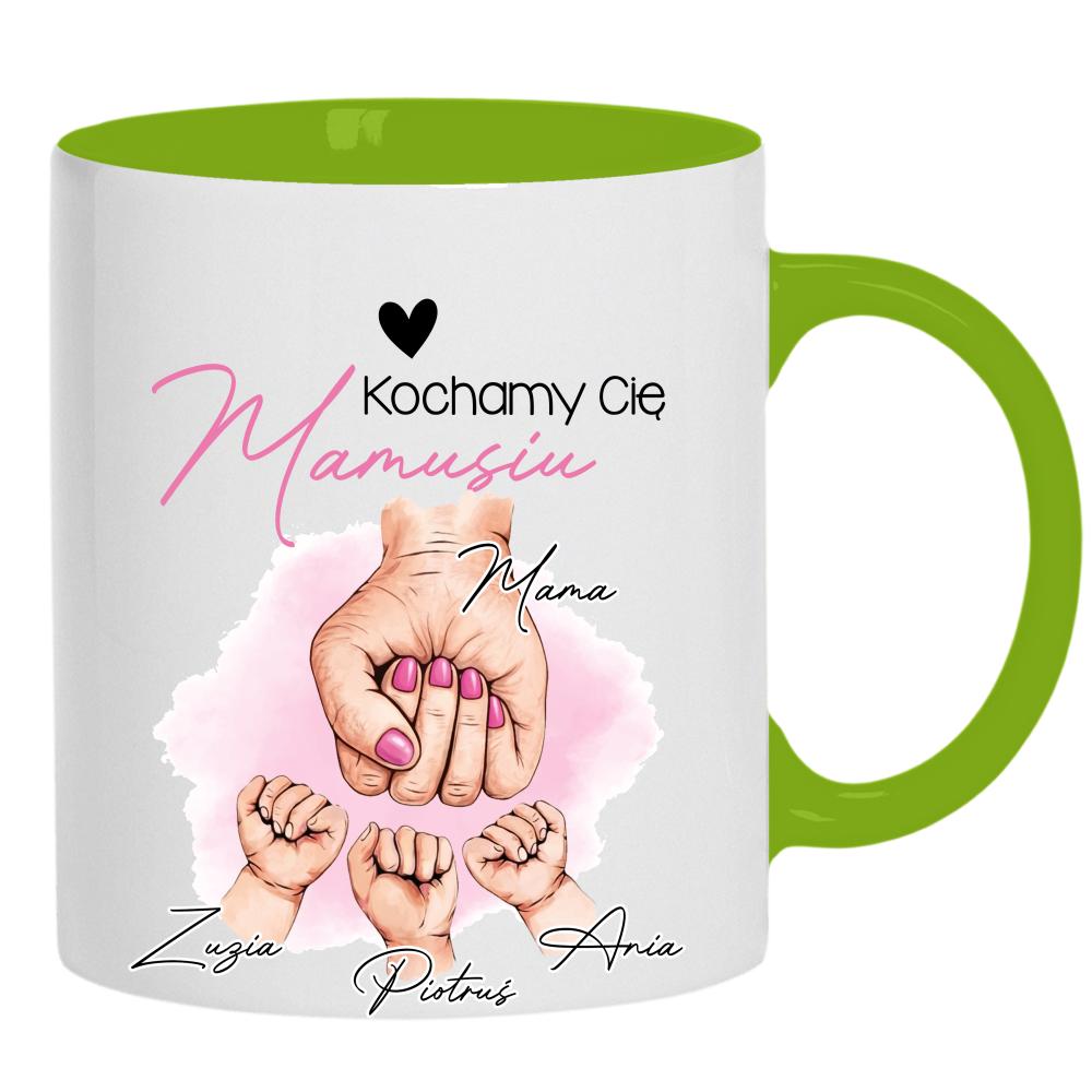 Kochamy Cię mamusiu kubek ucho kolor kolor zielony