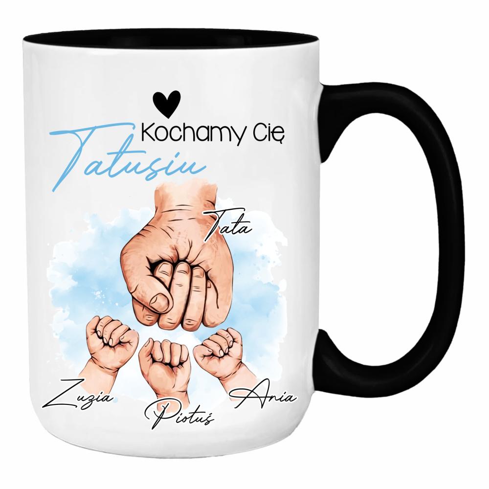 Kochamy Cię, Tatusiu duży kubek ucho kolor kolor miętowo zielony