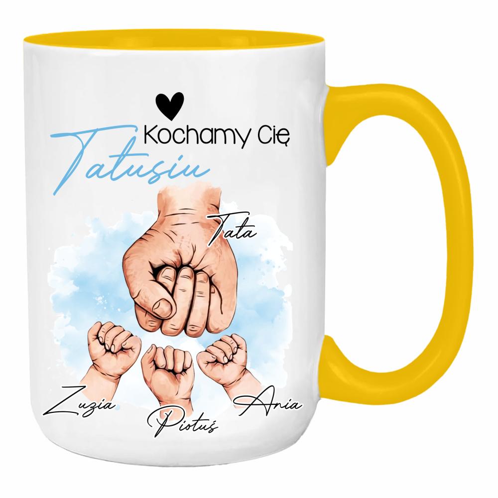 Kochamy Cię, Tatusiu duży kubek ucho kolor kolor żółty