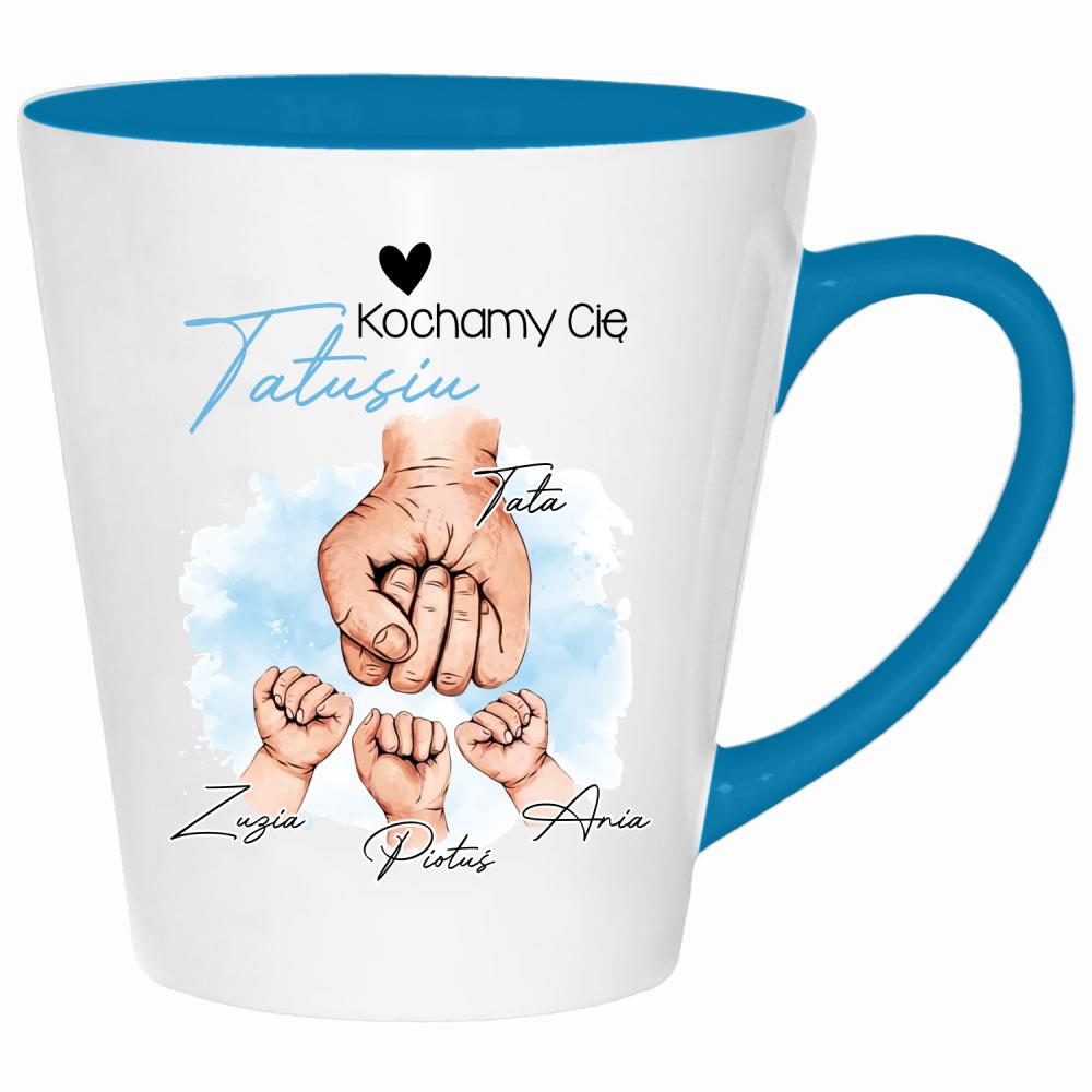 Kochamy Cię, Tatusiu kubek latte kolor turkus