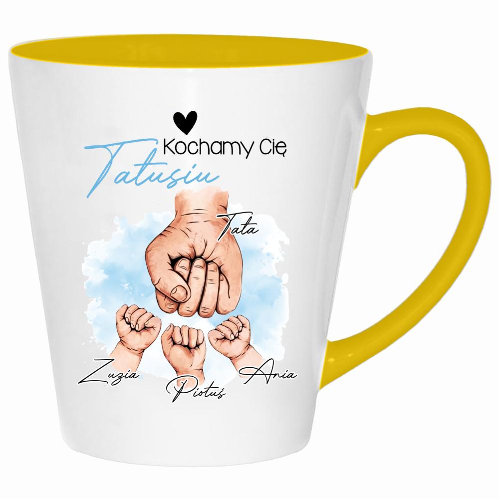 Kochamy Cię, Tatusiu kubek latte kolor żółtyy