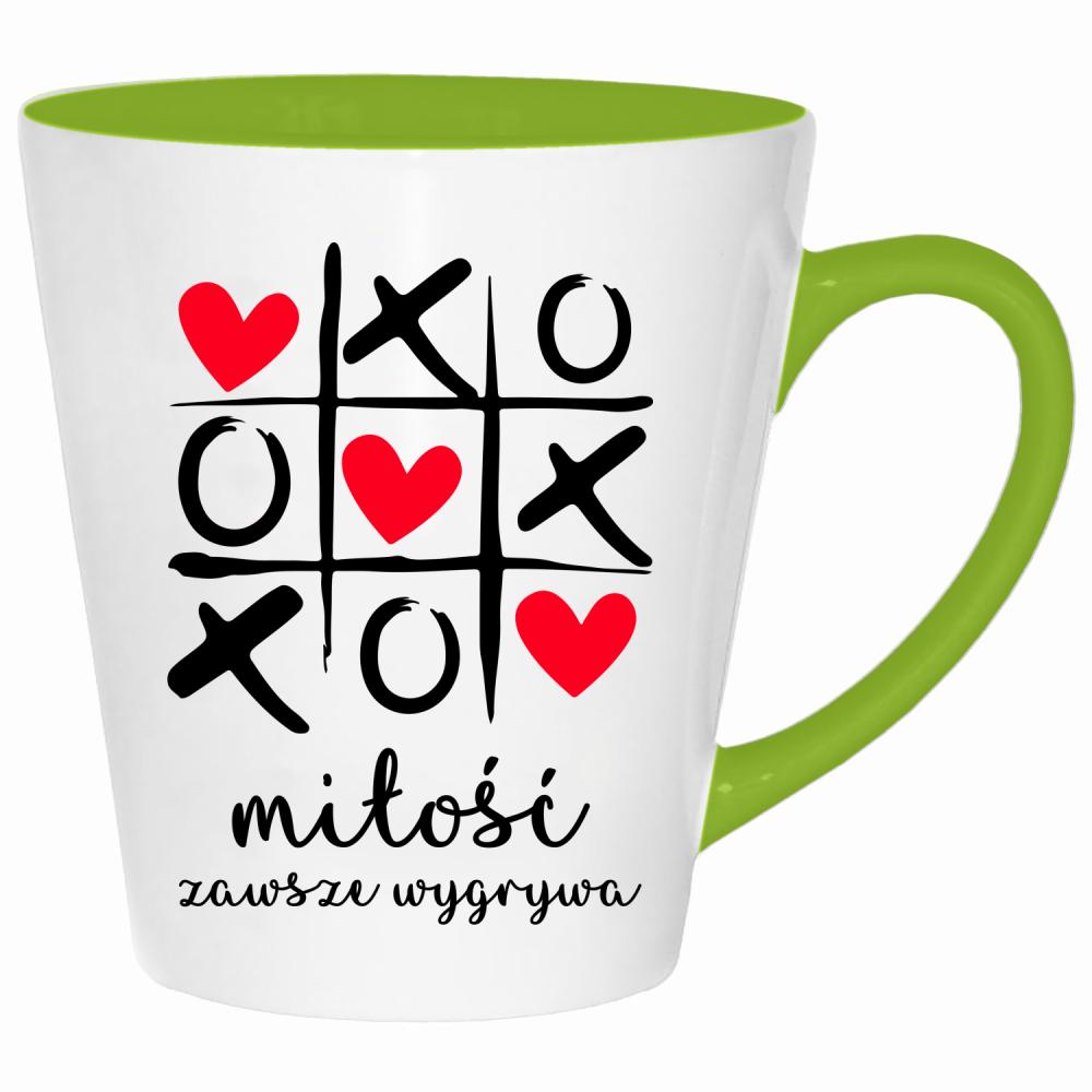 Kochanie pamiętaj, że nie ważne gdzie jestem kubek latte kolor limonka