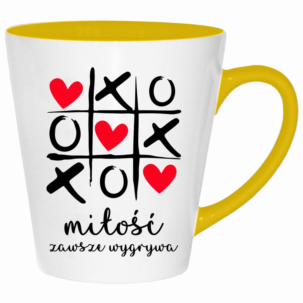 Kochanie pamiętaj, że nie ważne gdzie jestem kubek latte kolor żółtyy