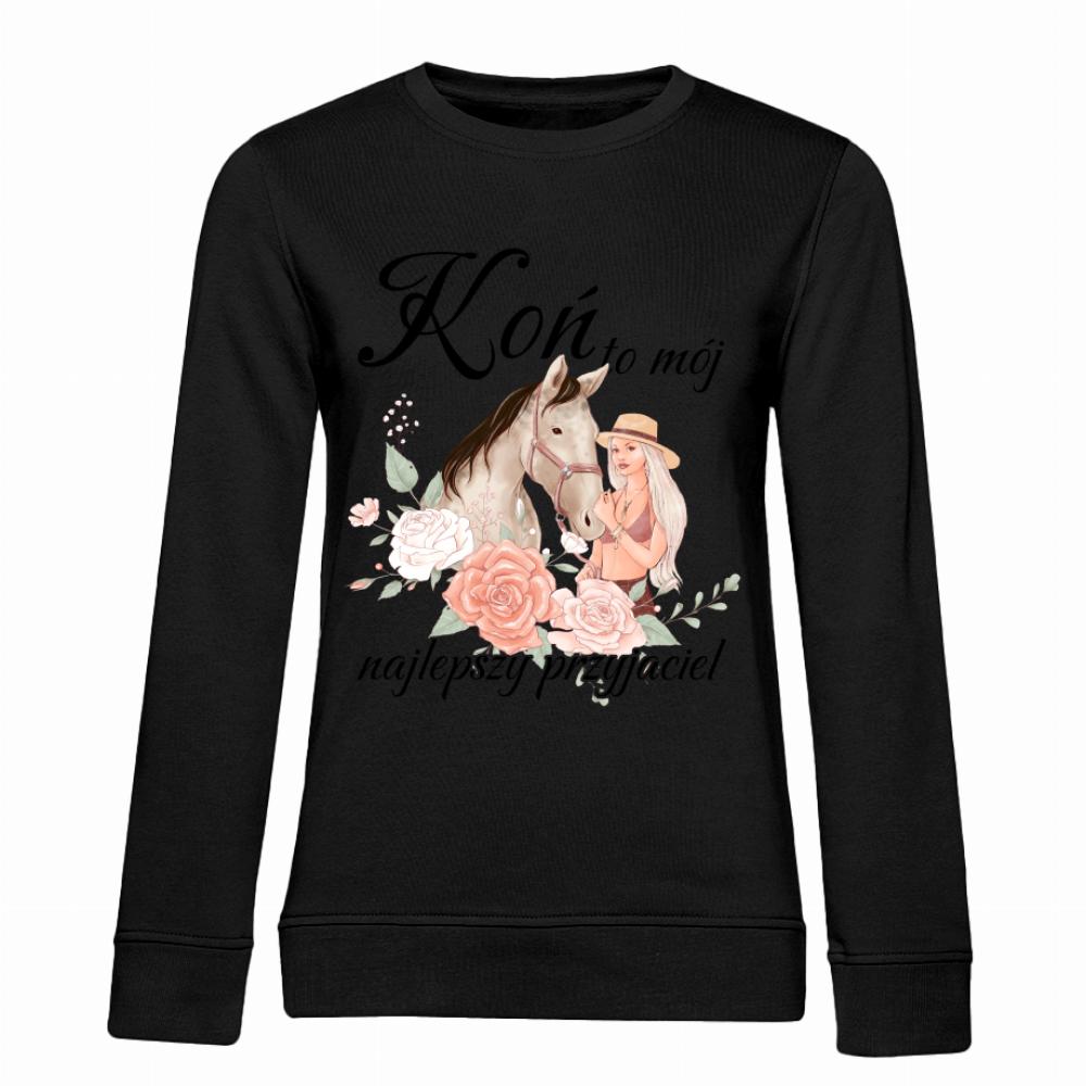 Koń to mój najlepszy przyjaciel bluza damska bez kaptura kolor różowy