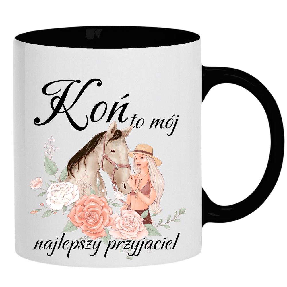 Koń to mój najlepszy przyjaciel kubek ucho kolor kolor czarnyy