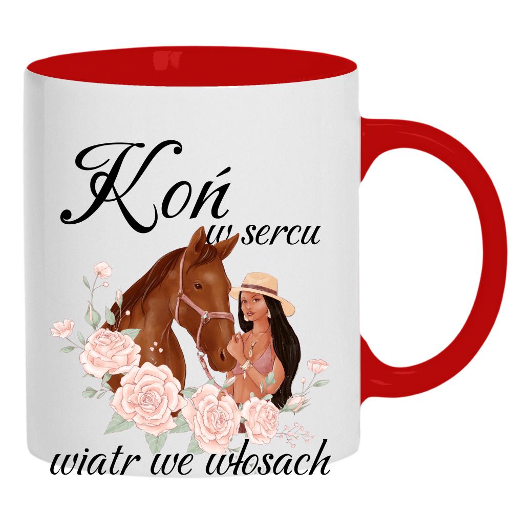 Koń w sercu, wiatr we włosach kubek ucho kolor