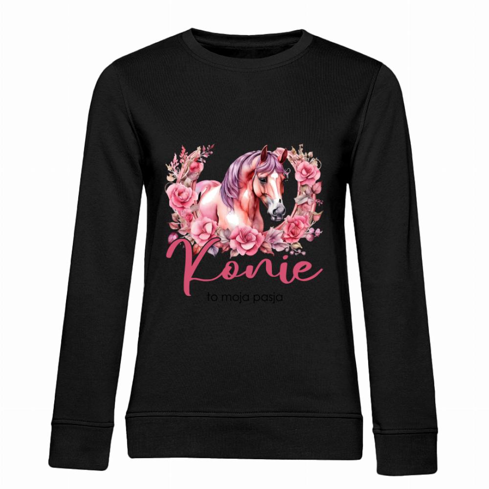 Konie to moja pasja 2 bluza damska bez kaptura kolor navy