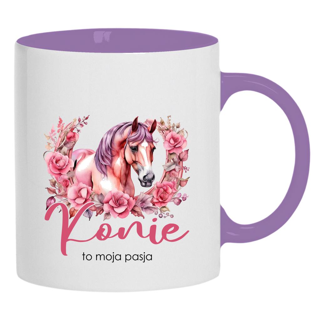 Konie to moja pasja 2 kubek ucho kolor kolor jasnofioletowy