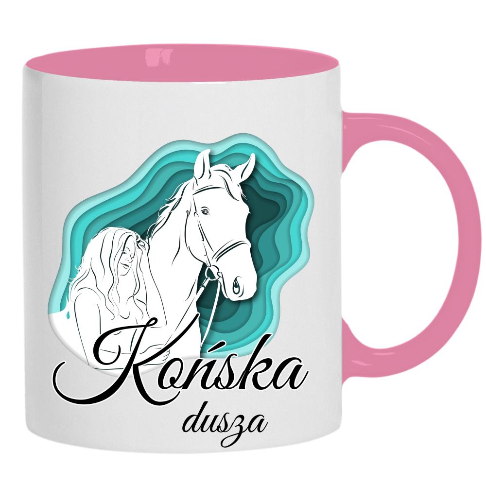 Końska dusza kubek ucho kolor kolor różowy