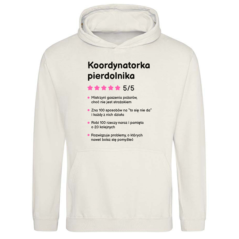 Koordynatorka pierdolnika bluza damska z kapturem kolor biały