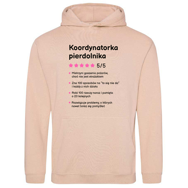 Koordynatorka pierdolnika bluza damska z kapturem kolor dusty rose