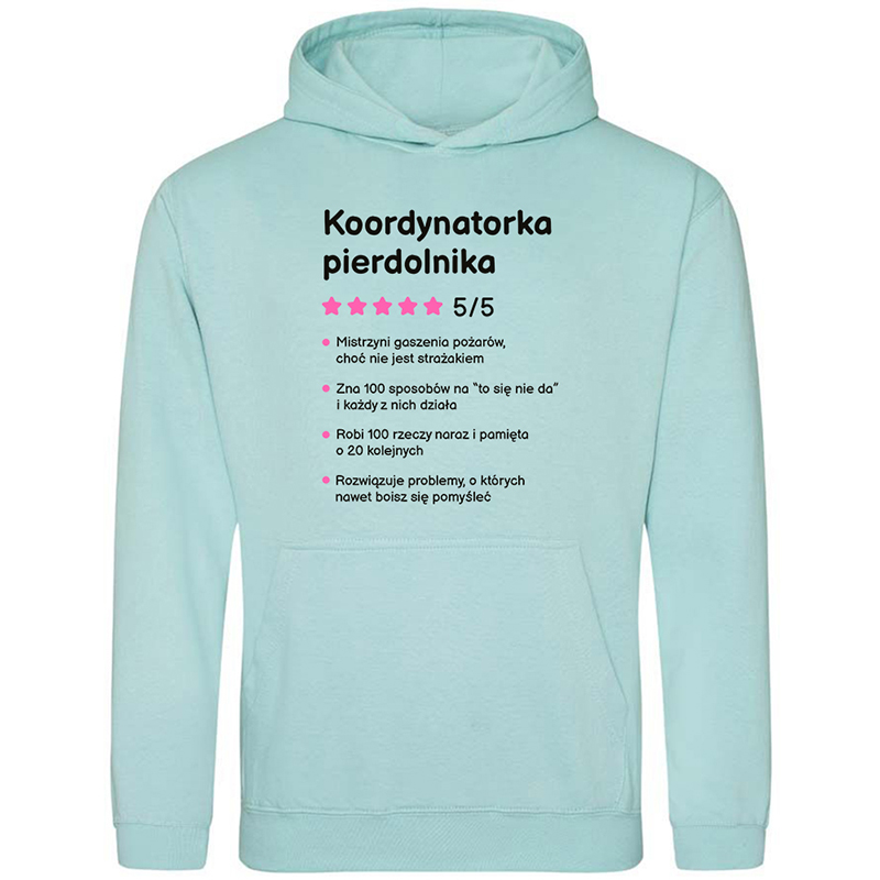 Koordynatorka pierdolnika bluza damska z kapturem kolor pepermint