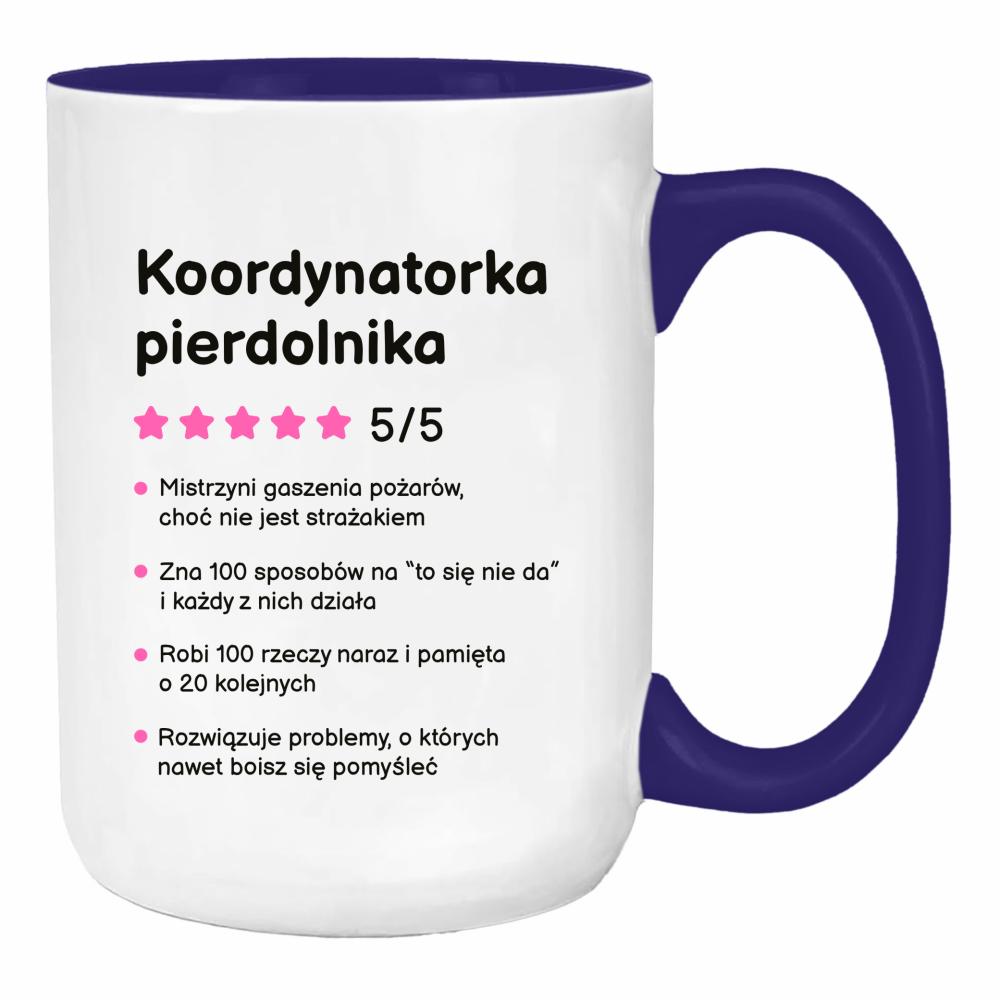 Koordynatorka pierdolnika duży kubek ucho kolor kolor navy