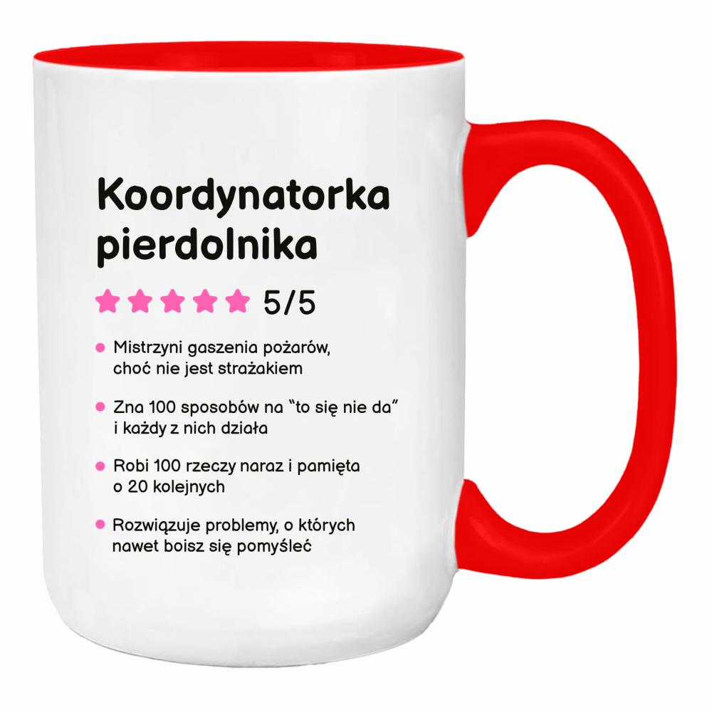 Koordynatorka pierdolnika duży kubek ucho kolor kolor red