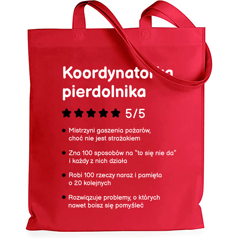 Koordynatorka pierdolnika torba bawełniana kolor czerwony