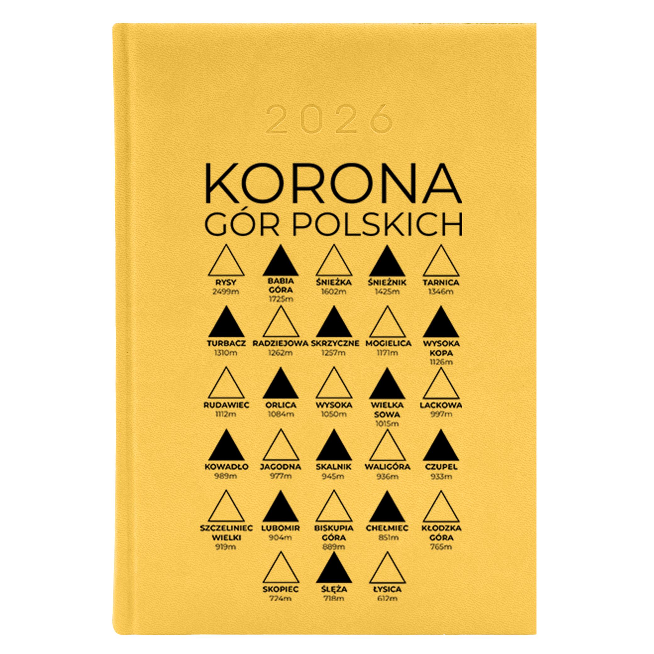 Korona Gór Polskich kalendarz książkowy a5 2026 kolor żółty kalendarz