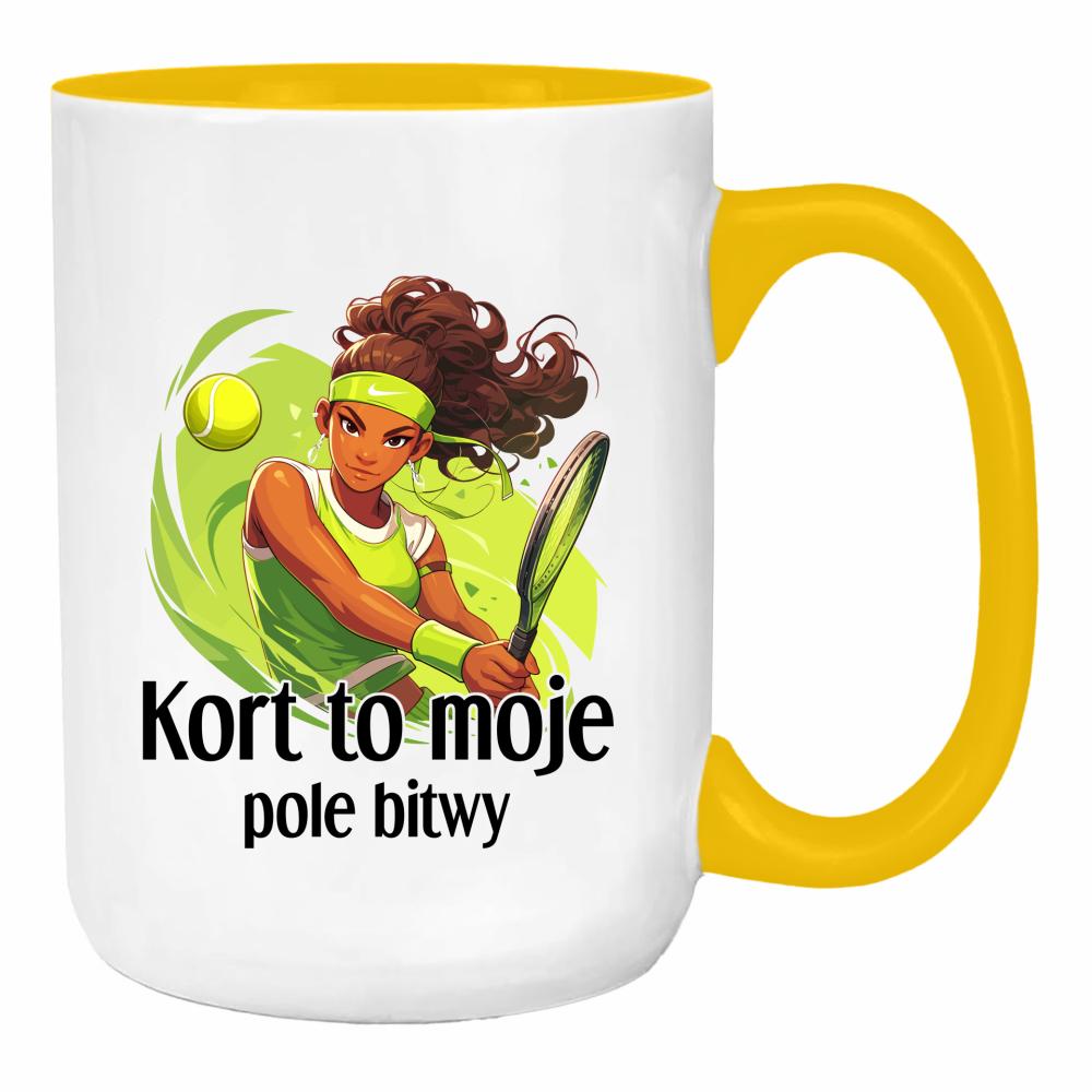 Kort to moje pole bitwy duży kubek ucho kolor kolor żółty