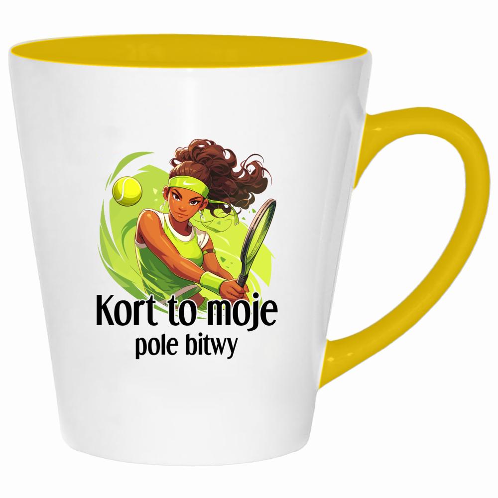 Kort to moje pole bitwy kubek latte kolor żółtyy