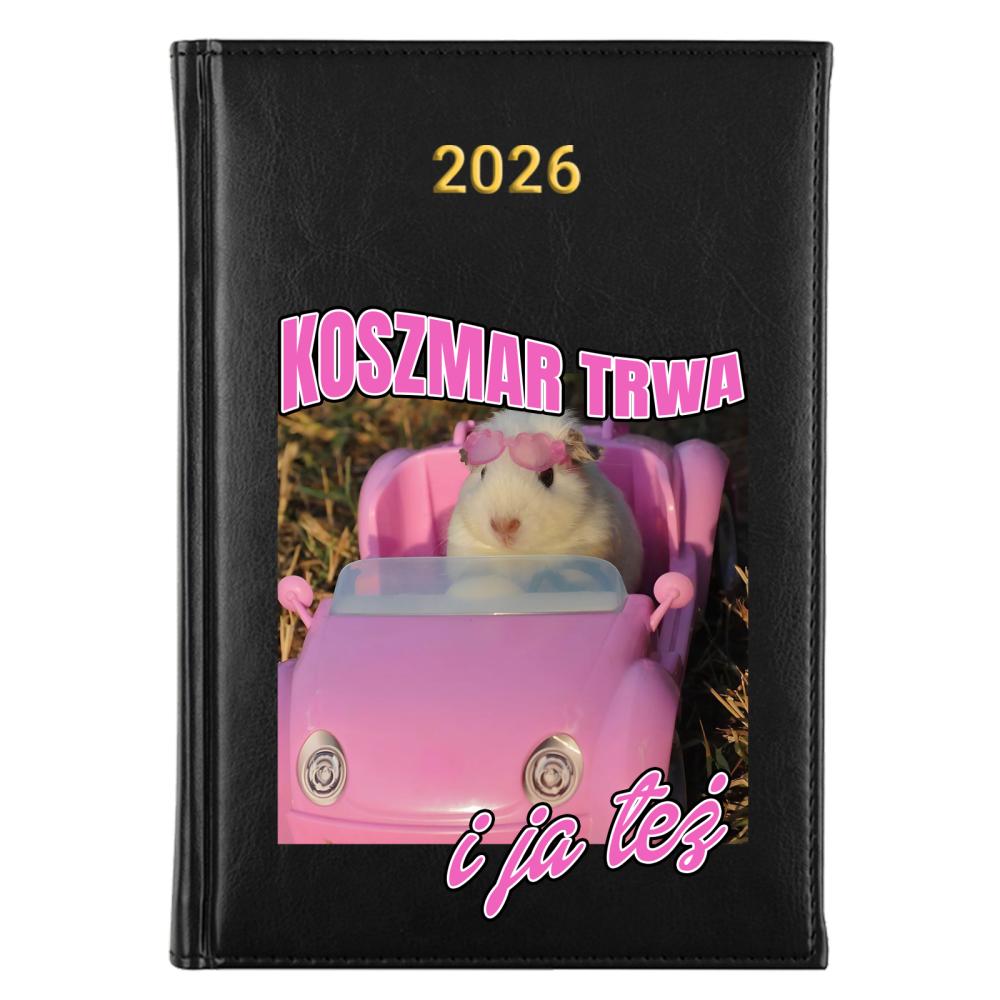 Koszmar trwa i ja też kalendarz książkowy a5 2026 kolor żółty kalendarz