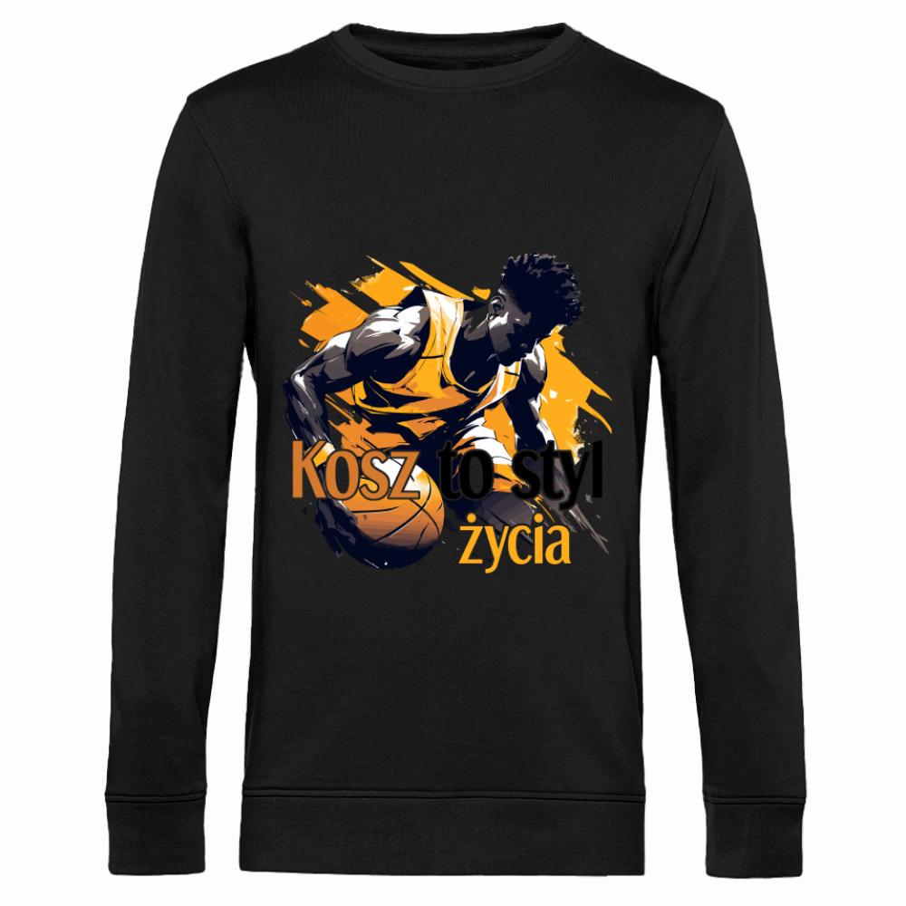 Koszykówka to styl życia bluza męska bez kaptura kolor zielony