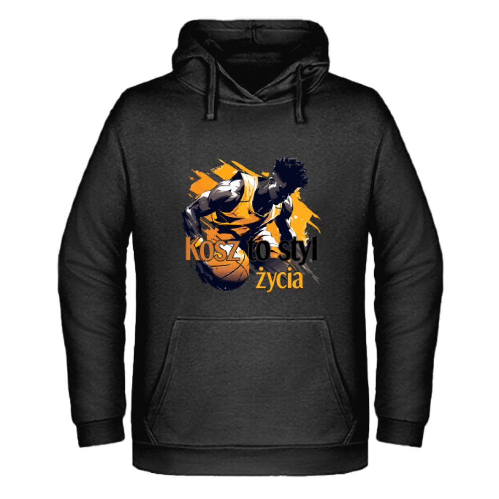 Koszykówka to styl życia bluza męska z kapturem kolor biały