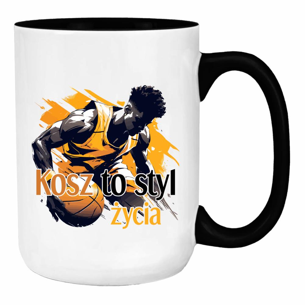 Koszykówka to styl życia duży kubek ucho kolor kolor czerwony latte