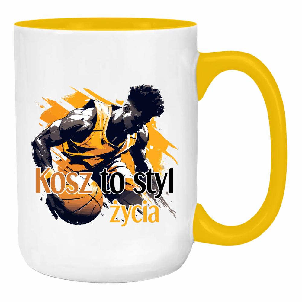 Koszykówka to styl życia duży kubek ucho kolor kolor żółty