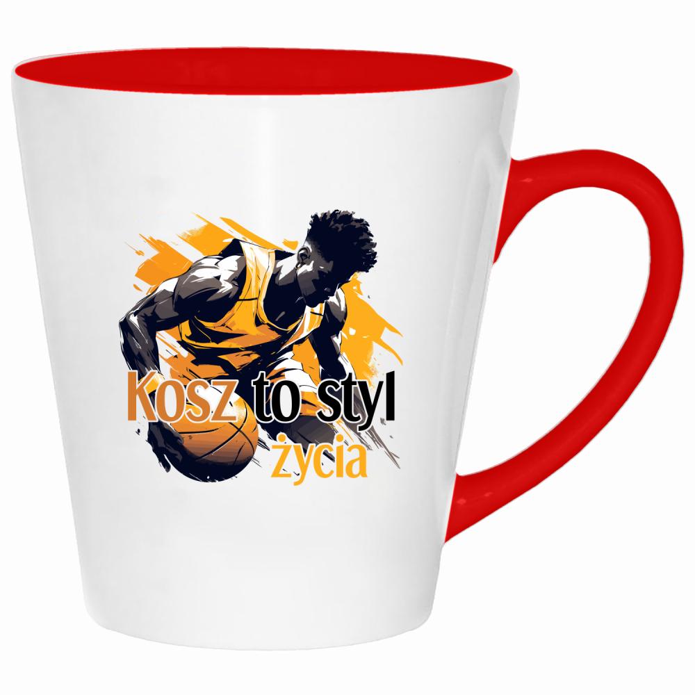 Koszykówka to styl życia kubek latte kolor czerwony latte