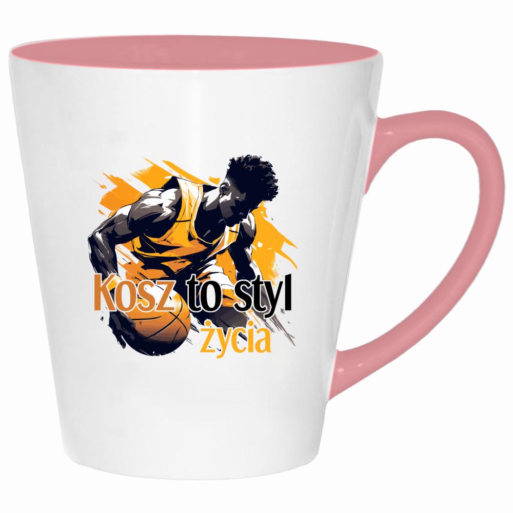 Koszykówka to styl życia kubek latte kolor pink