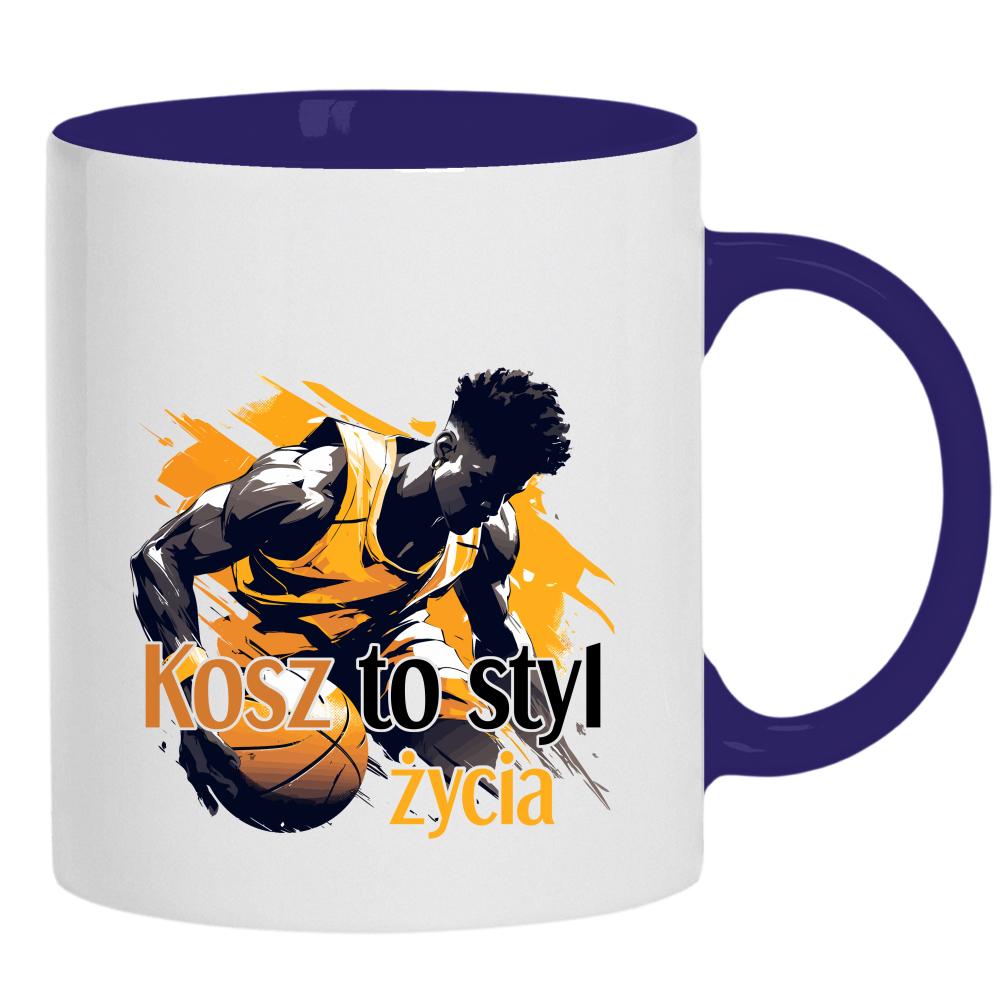 Koszykówka to styl życia kubek ucho kolor kolor navy