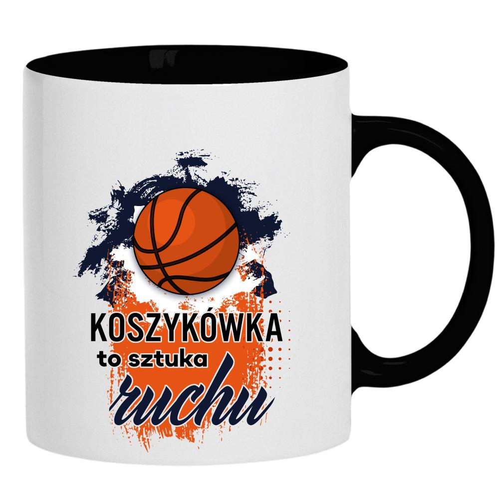 Koszykówka to sztuka ruchu kubek ucho kolor kolor czarnyy