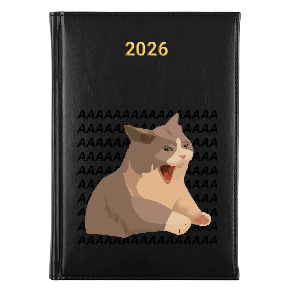 Kot AAAAAAAAAAAAAAAA kalendarz książkowy a5 2026 kolor żółty kalendarz
