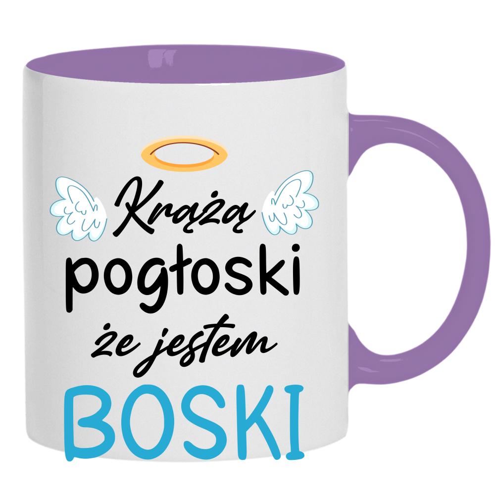 Krążą pogłoski, że jestem BOSKI 2 kubek ucho kolor kolor jasnofioletowy