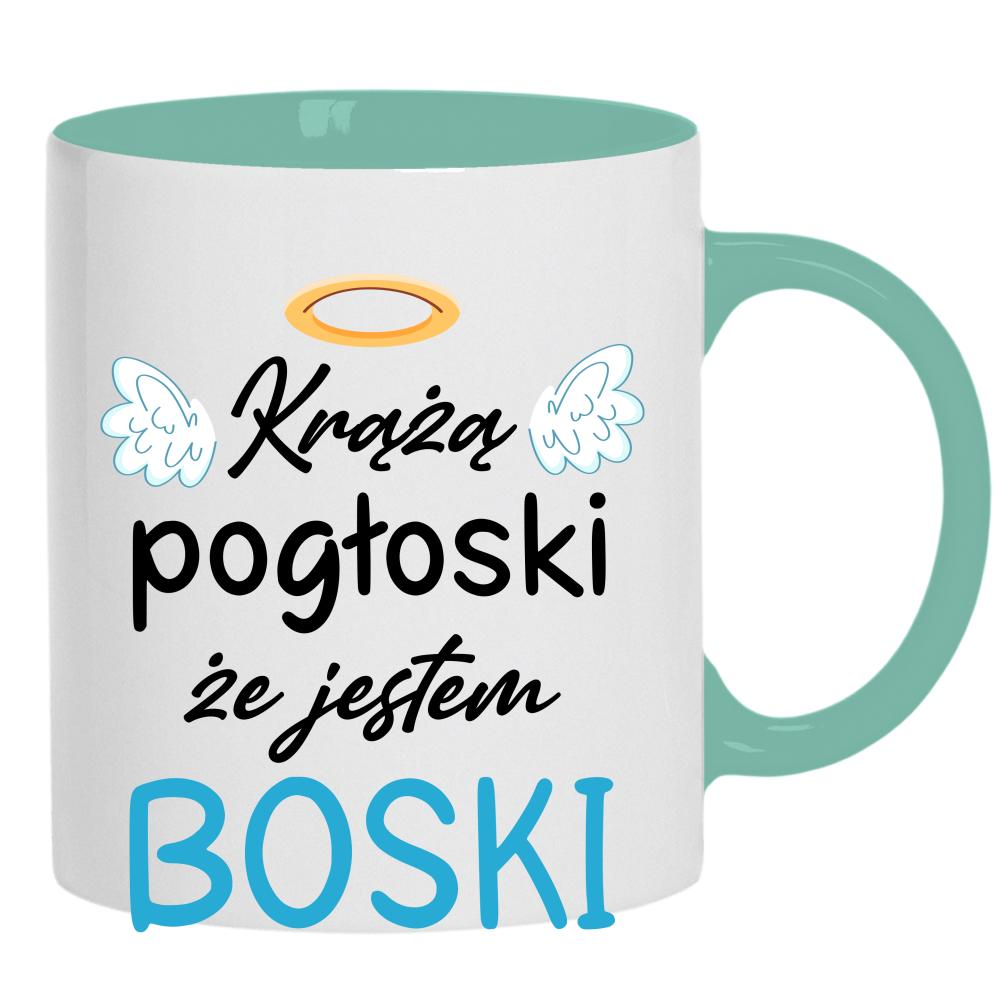 Krążą pogłoski, że jestem BOSKI 2 kubek ucho kolor kolor miętowo zielony
