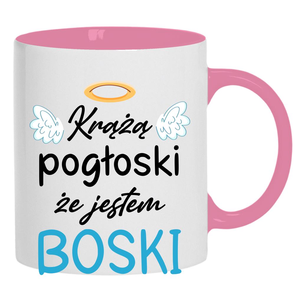 Krążą pogłoski, że jestem BOSKI 2 kubek ucho kolor kolor różowy