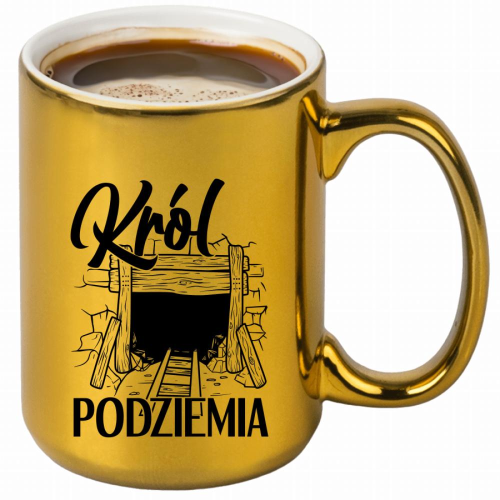 Król podziemia kubek złoty kolor turkus
