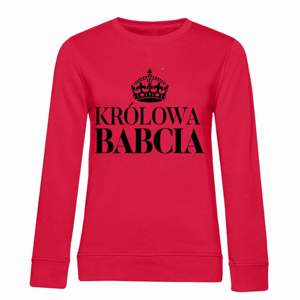Królowa Babcia bluza damska bez kaptura kolor czerwony