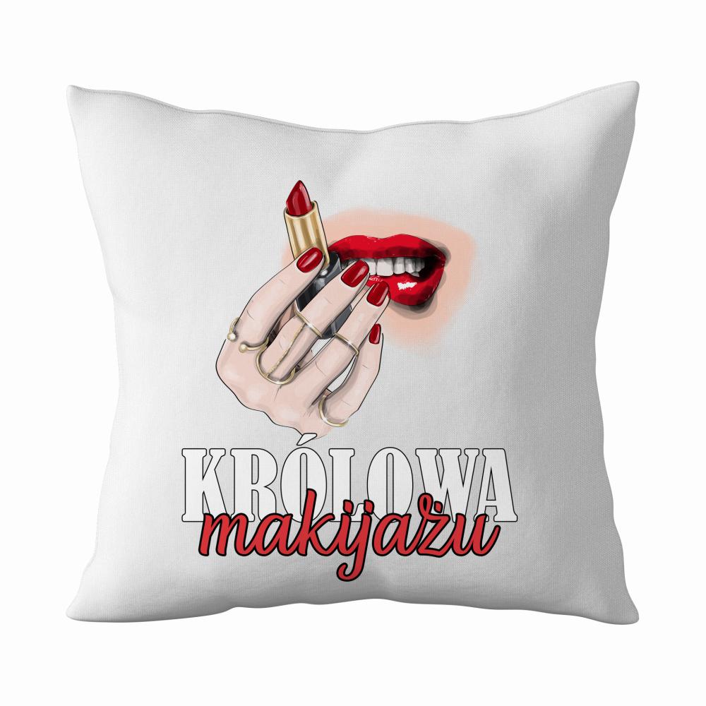 KRÓLOWA MAKIJAŻU poduszka kolor biały