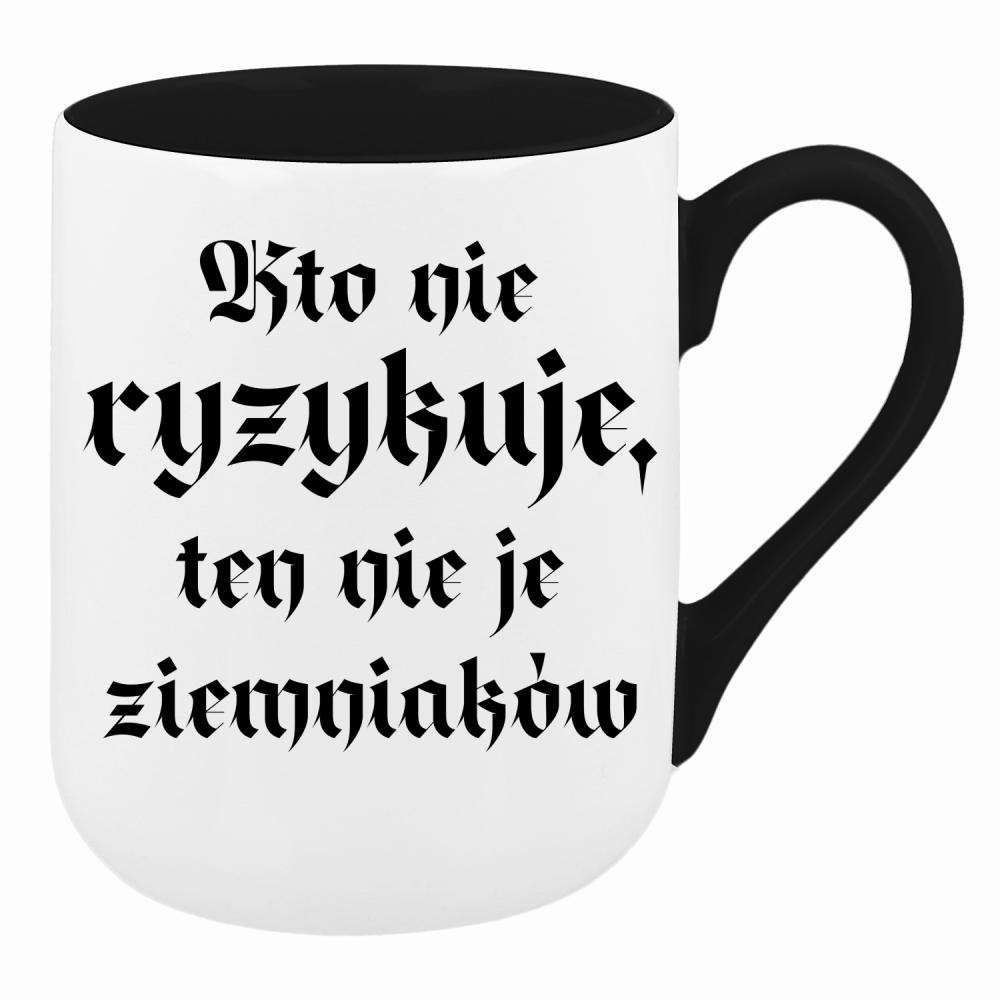 Kto nie ryzykuje, ten nie je ziemniaków kubek coffee kolor różowy