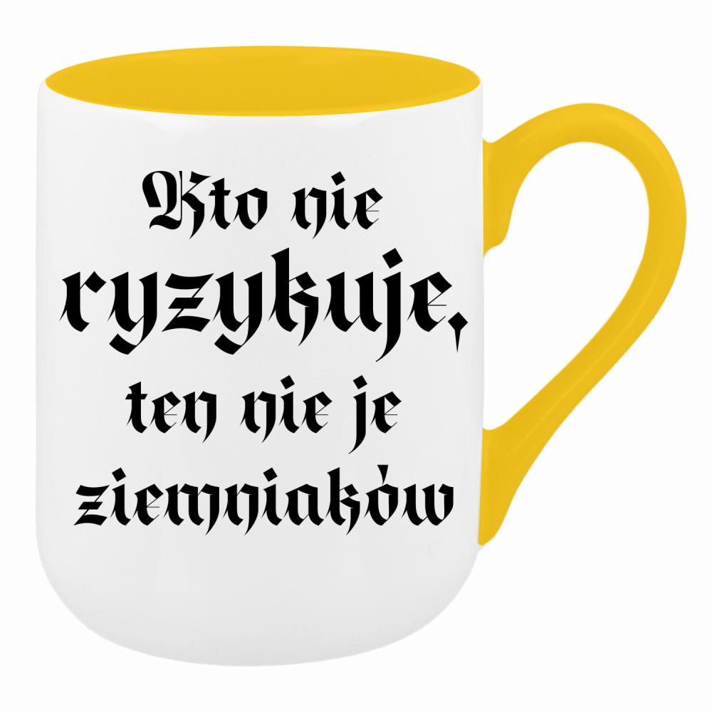 Kto nie ryzykuje, ten nie je ziemniaków kubek coffee kolor żółty