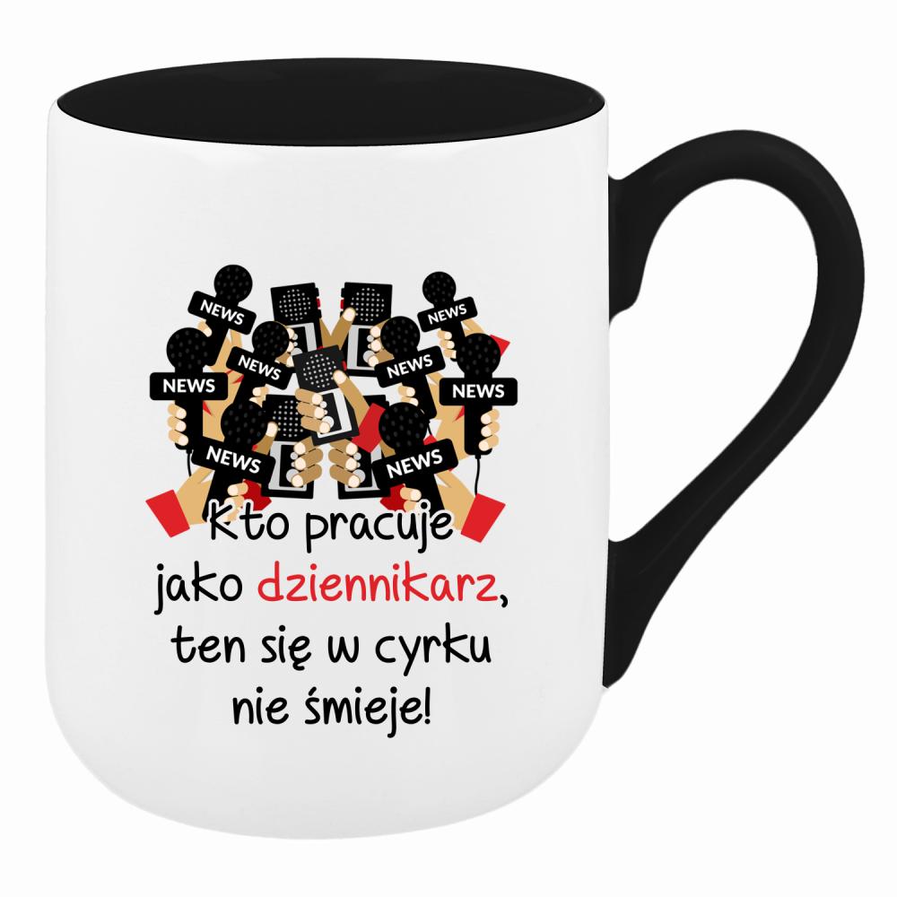 KTO PRACUJE JAKO DZIENNIKARZ kubek coffee kolor jasny róż