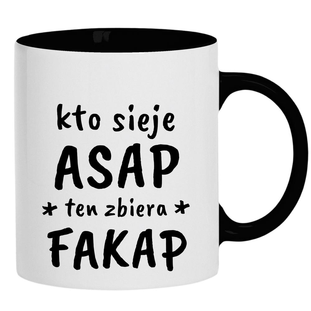 kto sieje ASAP kubek ucho kolor kolor czarnyy