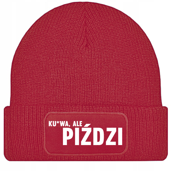 Ku#wa ale piździ czapka zimowa kolor czerwony
