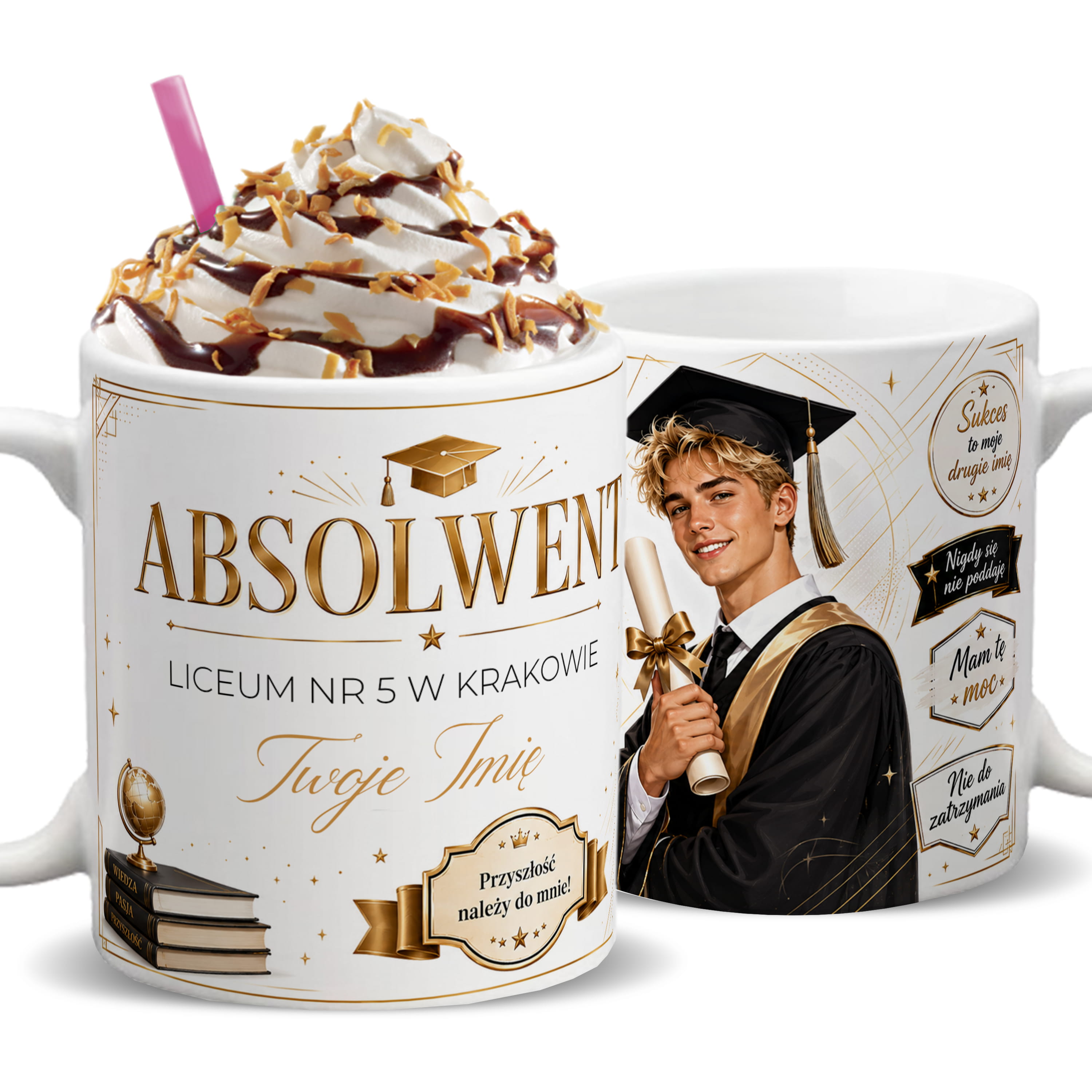 Kubek Absolwent kubek ucho kolor kolor biały