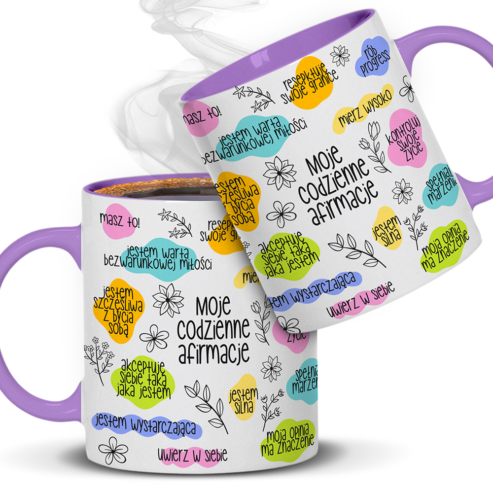KUBEK – CODZIENNE AFIRMACJE 2 kubek ucho kolor kolor jasnofioletowy
