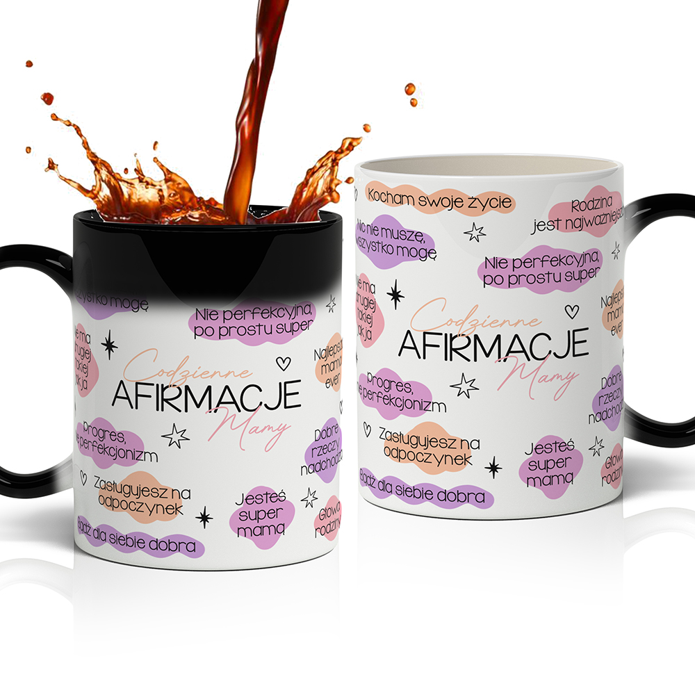 KUBEK – CODZIENNE AFIRMACJE MAMY kubek magiczny kolor czarny